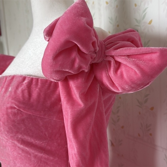 Sugar Thrillz Dolls Kill ‘PRETTY PERFECTION’ Pink Velvet Dress Gloves SET NWT L - Picture 3 of 13